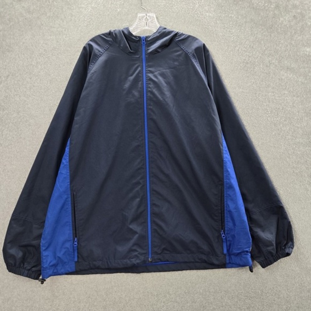 VINTAGE Old Navy Jacket 2XL Blue Windbreaker Hoodie Full Zip Long Sleeve Pockets